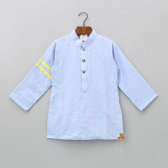 Pre Order: Multicolour Booti Embroidered Blue Kurta With White Pyjama