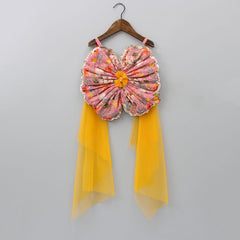 Pre Order: Pretty Butterfly Shaped Top With Pleated Net Hem Lehenga