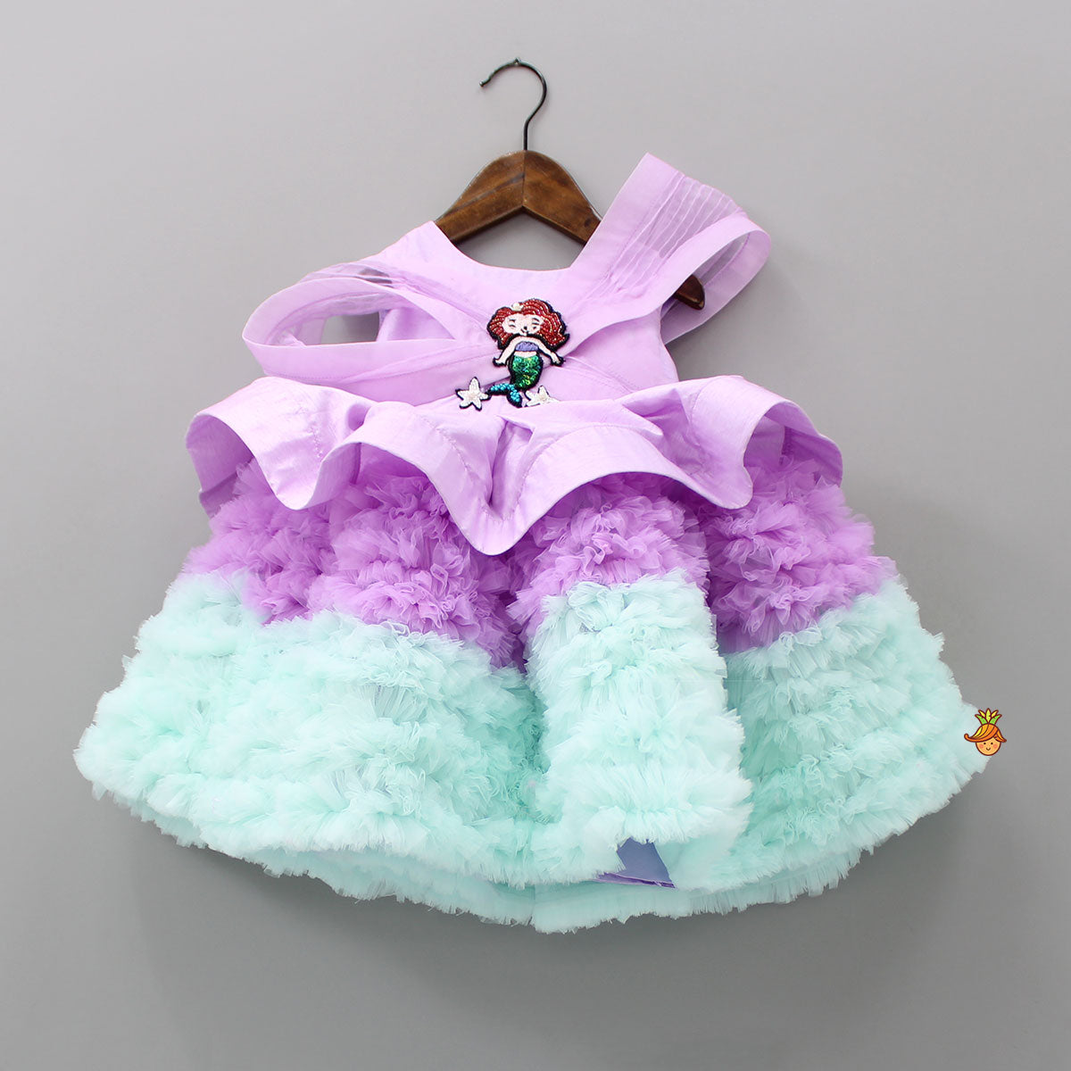 Pre Order: Mermaid Embroidered Yoke Frilled Bottom Dress