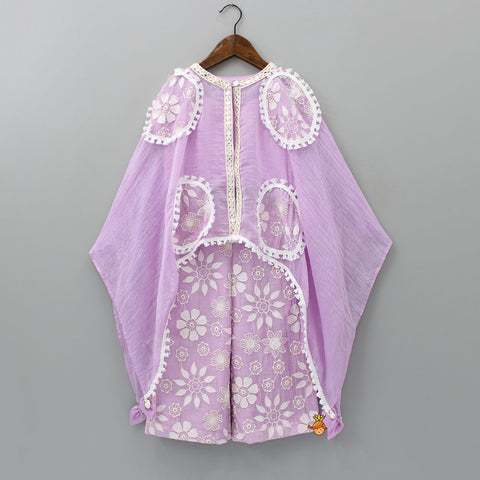 Pre Order: Spaghetti Strap Top With Embroidered Cape And Palazzo
