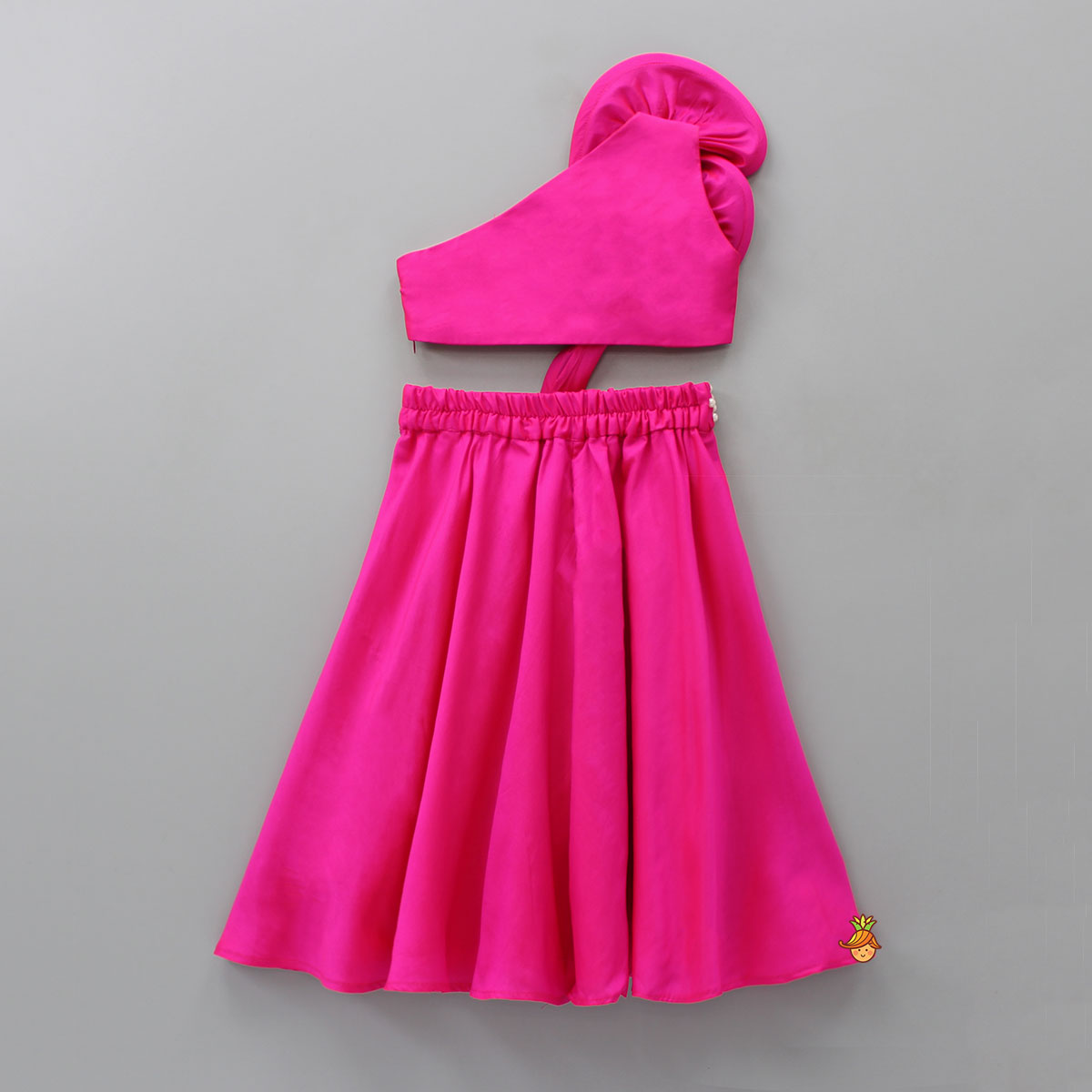 One Shoulder Swirl Enhanced Pink Top With Palazzo