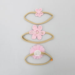 Pink Floral Head Band - Set of 3
