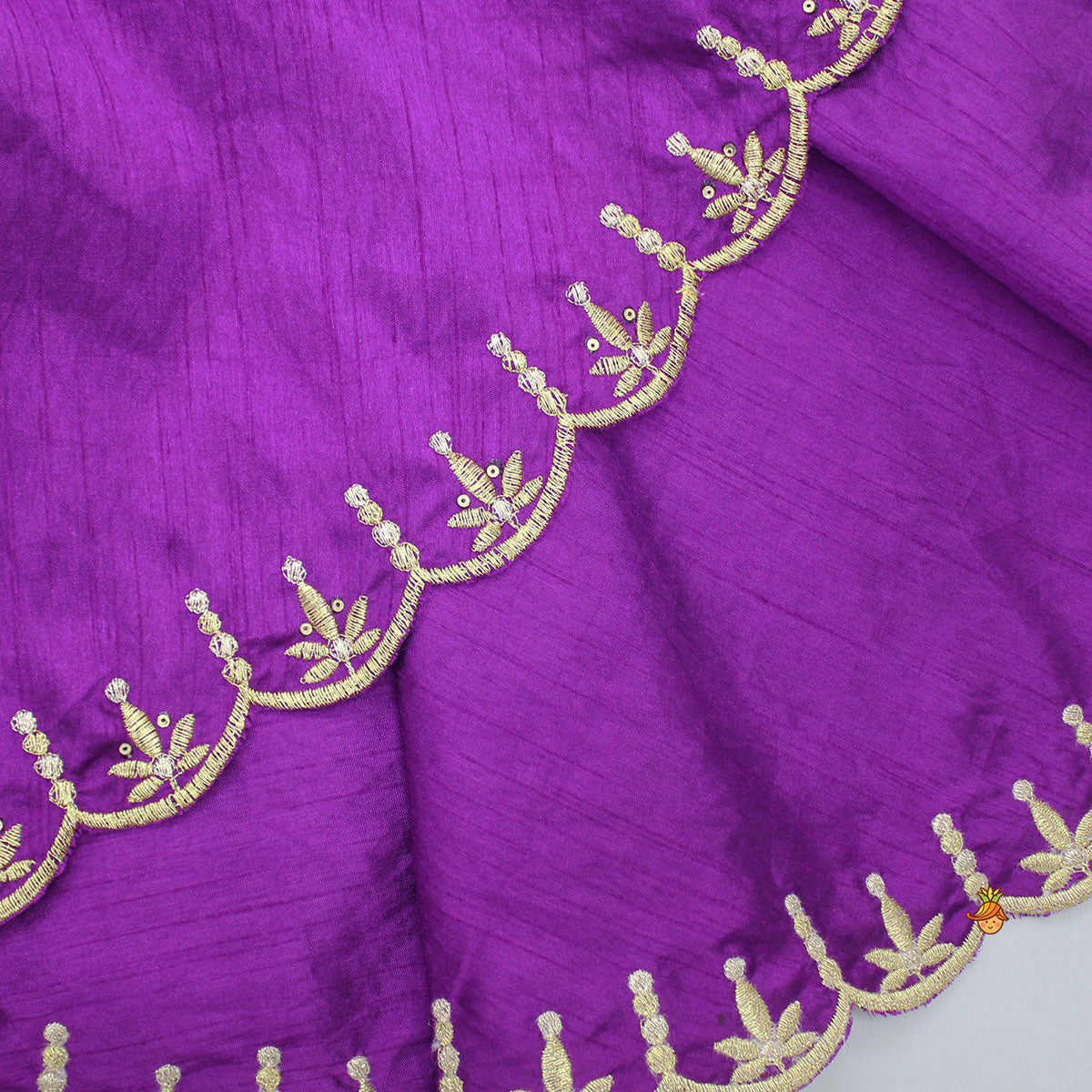 Front Open Purple High Low Top And Lurex Striped Palazzo