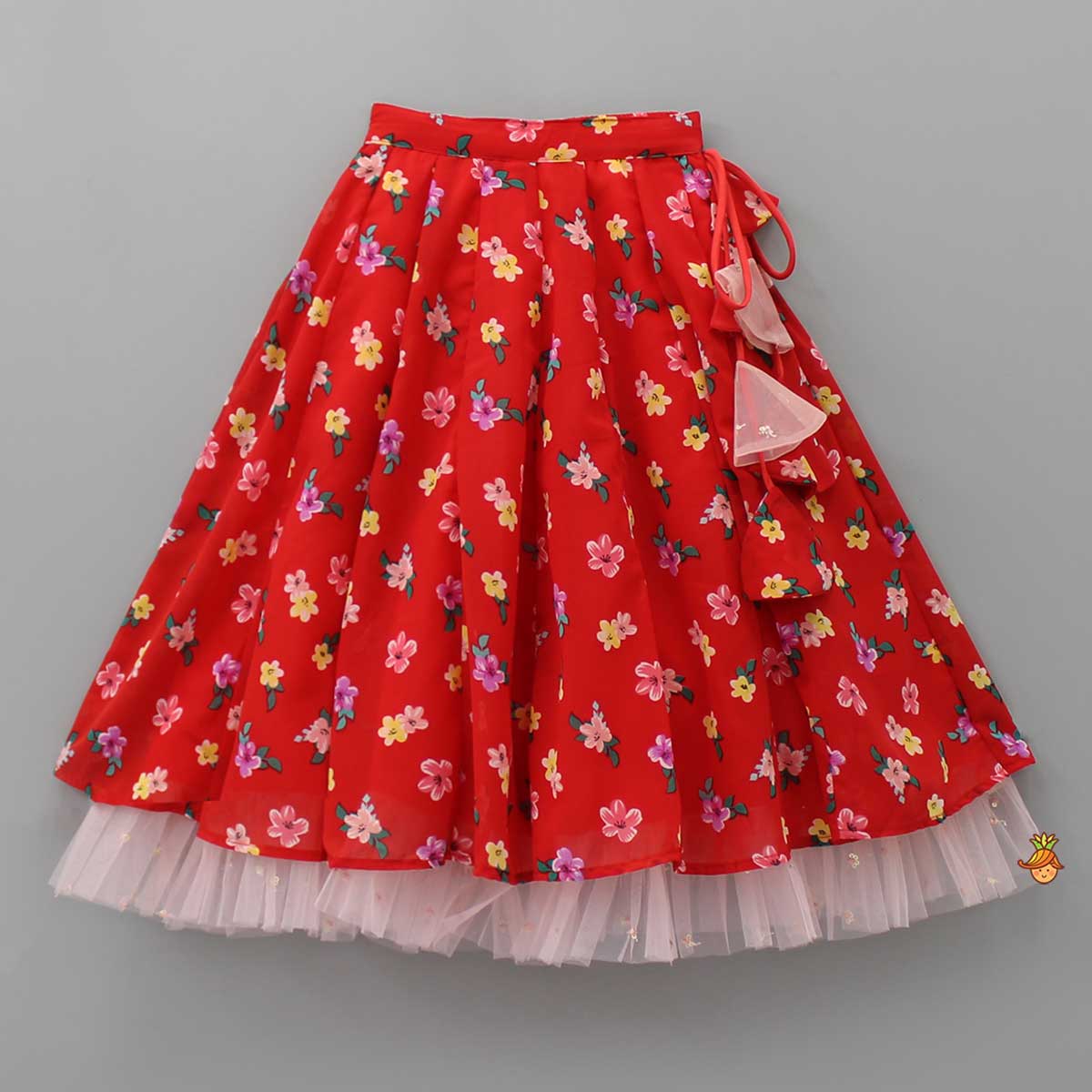 Cut Out Back Red Top And Lehenga With Net Dupatta