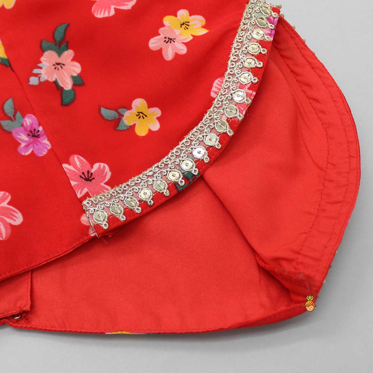 Cut Out Back Red Top And Lehenga With Net Dupatta