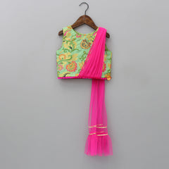 Pre Order: Brocade Top With Attached Dupatta And Pant