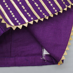 Pre Order: Ethnic Top With Lotus Printed Lehenga And Net Dupatta