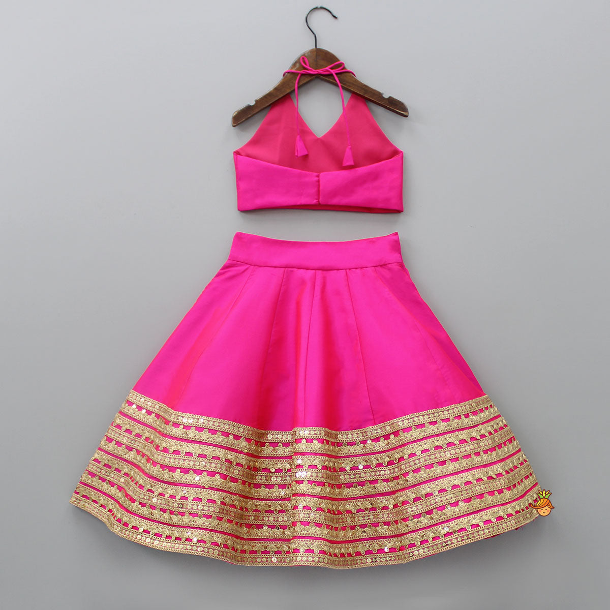 Dazzling Halter Neck Top With Sequins Work Lehenga And Dupatta