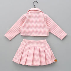 Pre Order: Pretty Pink Shirt Style Top With Pleated Skirt