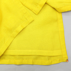 Pre Order: Stunning Embroidered Yellow Kurta With Off White Pyjama