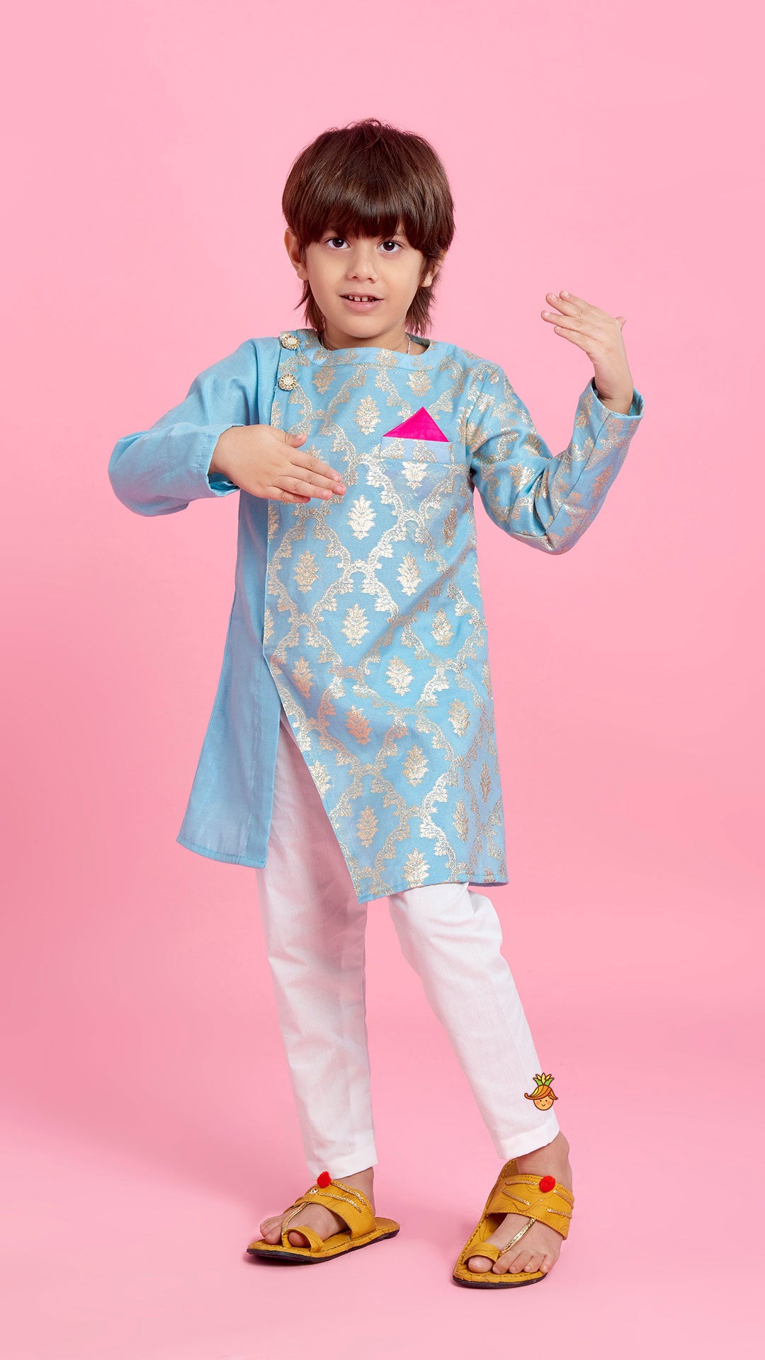 Zari Brocade Embroidered Stylish Kurta And Pyjama