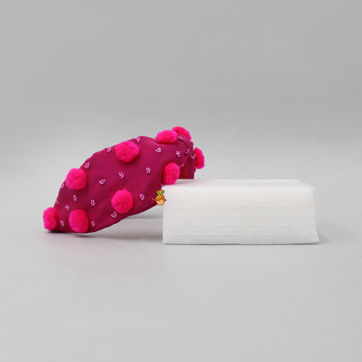 Cute Pom Poms And Beads Detailed Pink Hair Band