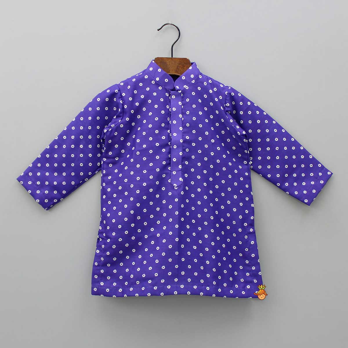 Purple Bandhani Printed Open Jacket And Kurta With Churidar