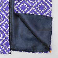 Purple Bandhani Printed Open Jacket And Kurta With Churidar