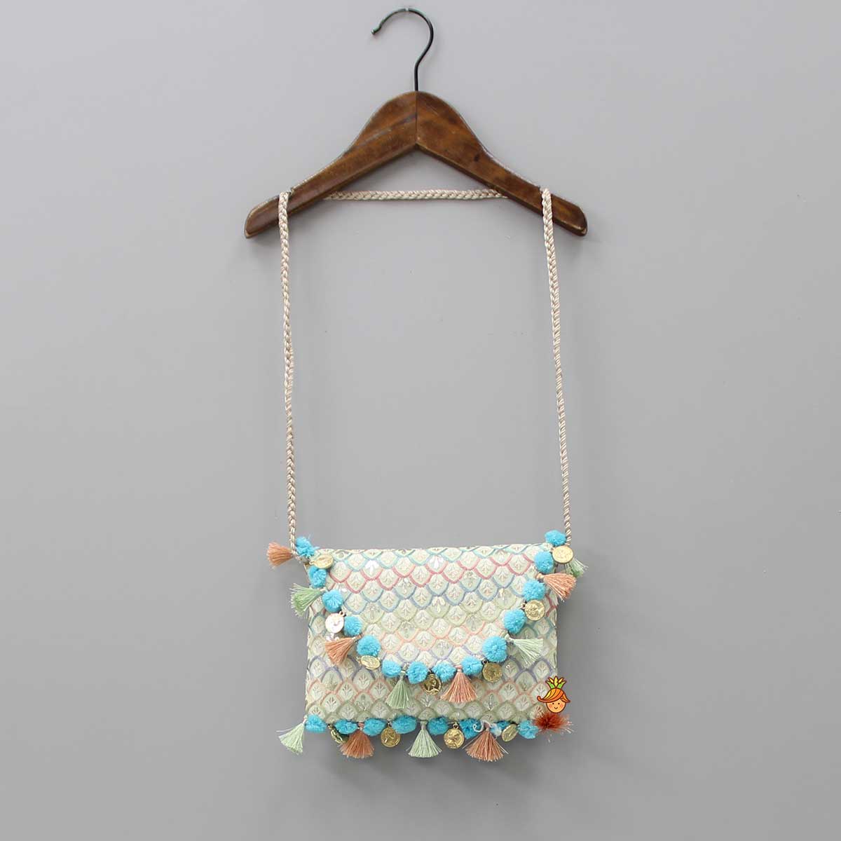 Pre Order: Beautiful Embroidered Sling Bag With Braided String