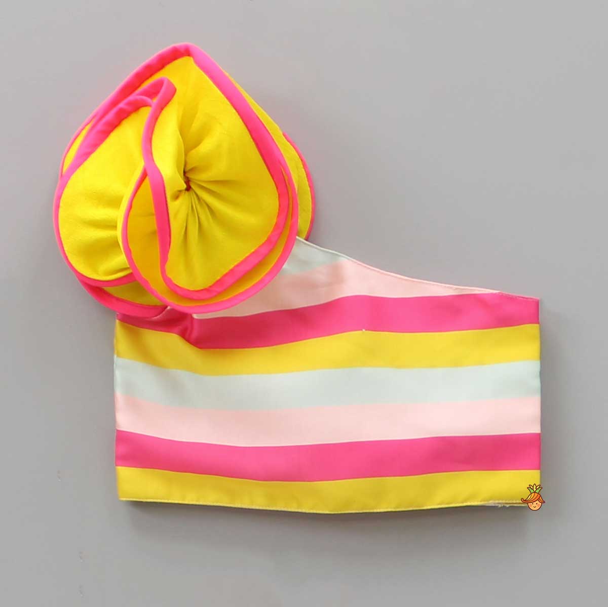 Horizontal Striped Ruffled Top And Yellow Pant