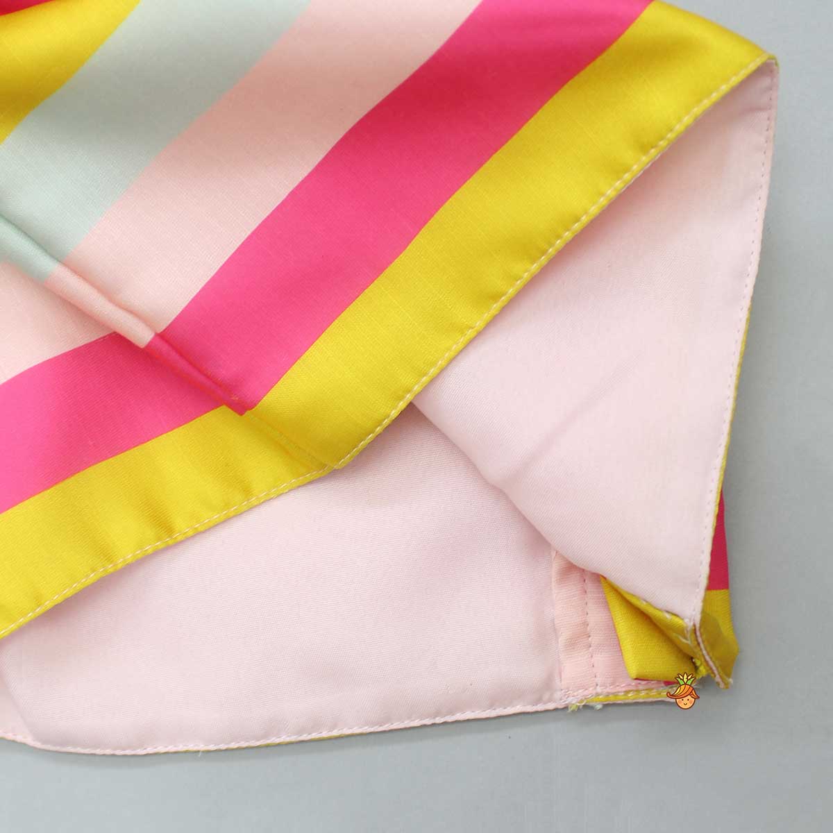 Horizontal Striped Ruffled Top And Yellow Pant