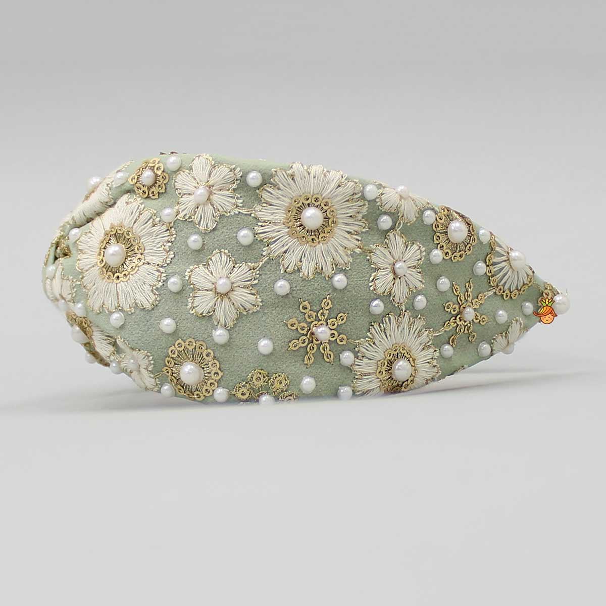 Beautiful Embroidered Green Hair Band