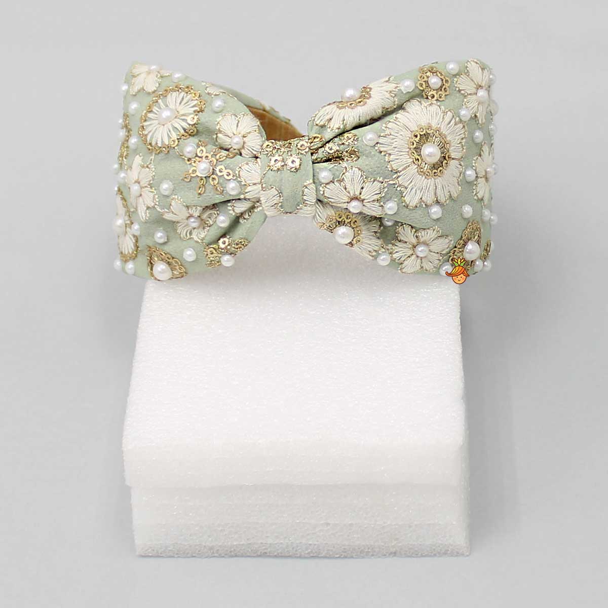 Beautiful Embroidered Green Hair Band