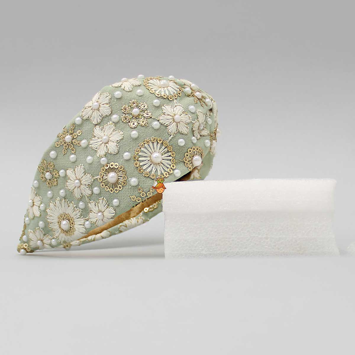 Beautiful Embroidered Green Hair Band