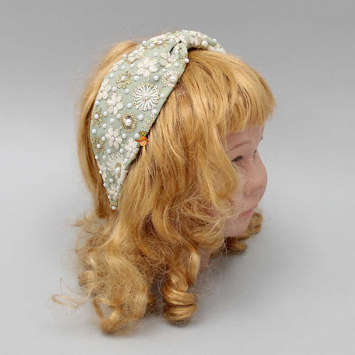 Beautiful Embroidered Green Hair Band