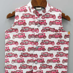 Pre Order: Vehicle Printed Pink Ethnic Jacket
