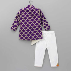 Pre Order: Elegant Purple Front Open Asymmetric Sherwani And Pyjama