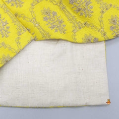 Pre Order: Charming Yellow Front Open Asymmetric Sherwani And Pyjama