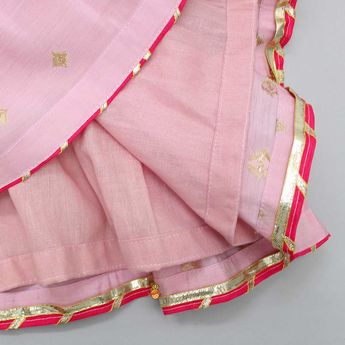 Front Open V Neck Pink Top And Lehenga