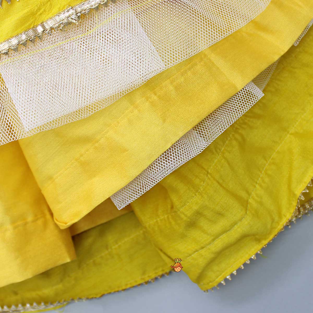 Round Neck Yellow Kurti With Heavy Embroidered Jacket