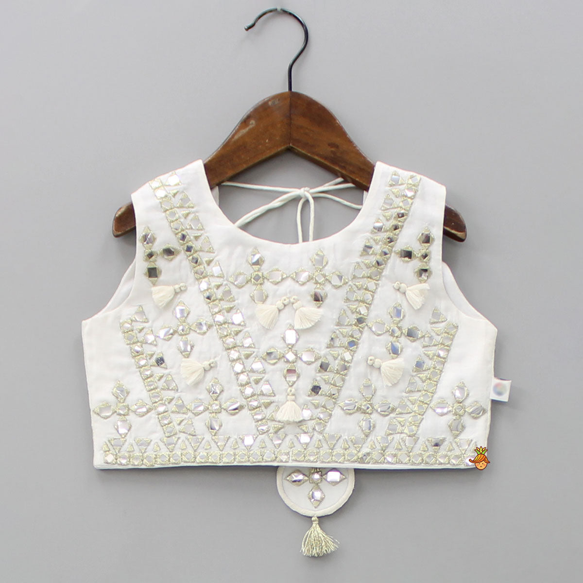 Beautiful Handcrafted Sleeveless Top And Lehenga With Matching Organza Dupatta