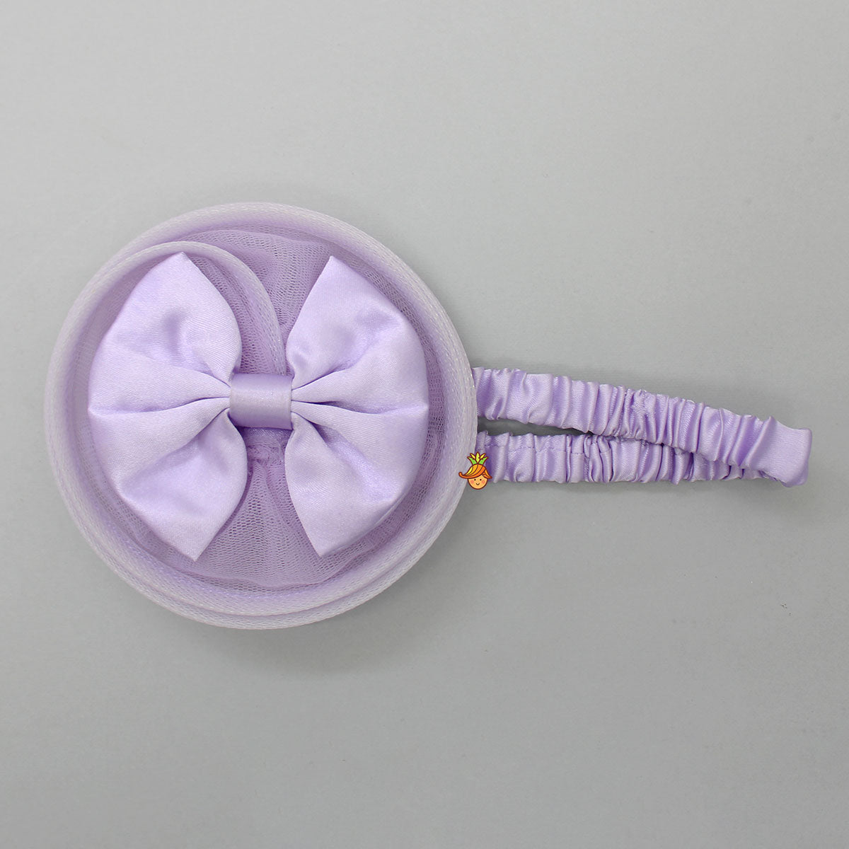 Embroidered Yoke Ruffle Hem Lavender Dress With Detachable Trail And Matching Head Band