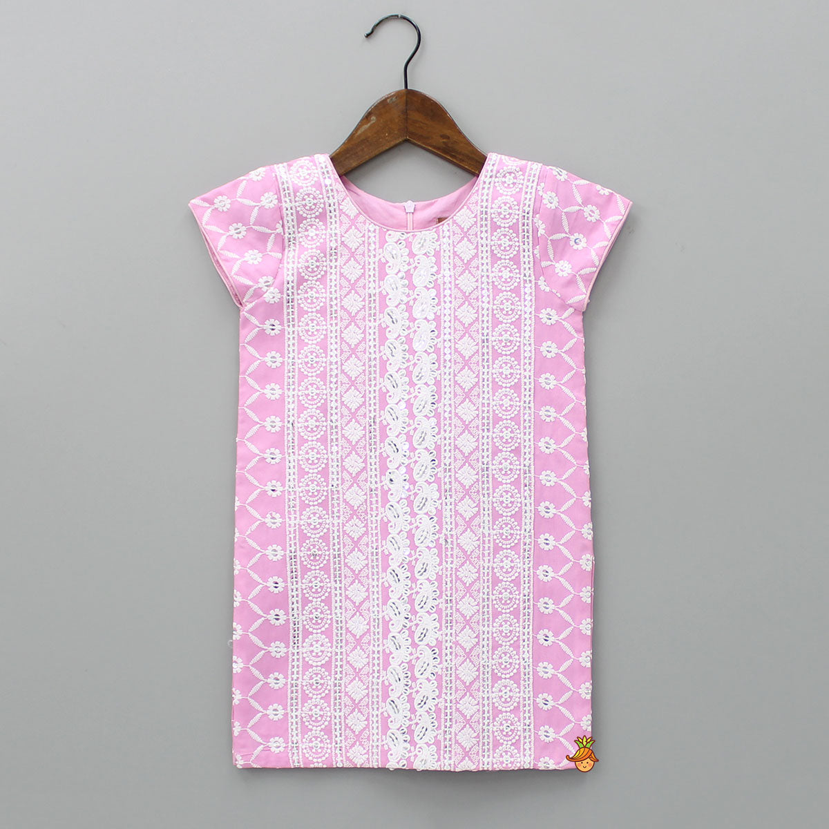 Elegant Pink Kurti And Dhoti Pant With Net Dupatta