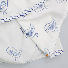 Pin Tuck Detail Yoke Hand Block Bird Printed Kurti And Pant