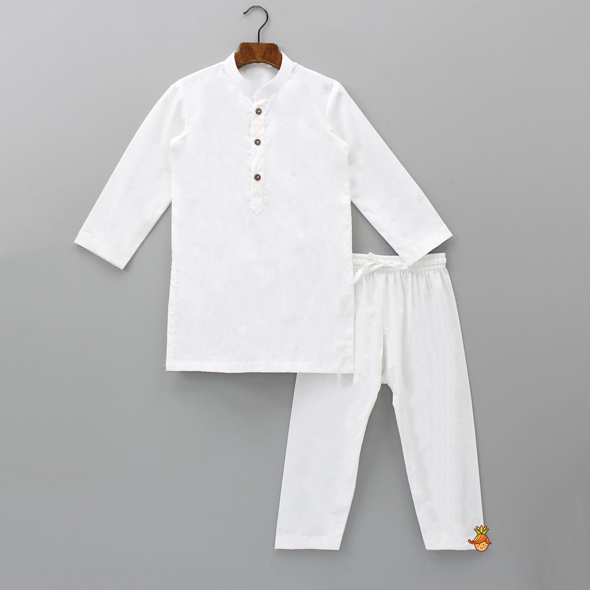 Mandarin Collar Kurta With Leheriya Printed Orange Jacket And Pyjama