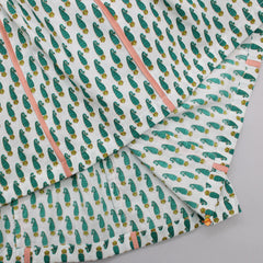 Pin Tuck Detailed Motifs Printed Kurti With Inner Skirt
