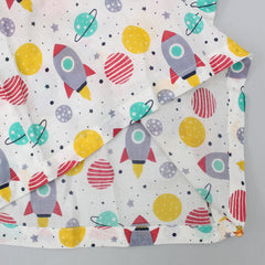 Round Neck Cotton Space Theme Printed Sleepwear