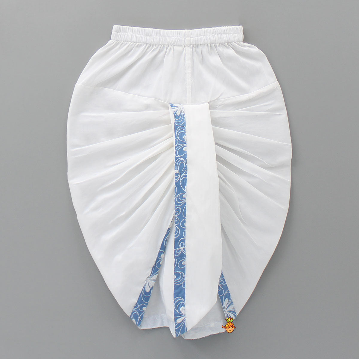 Pocket Square Elegant Blue Embroidered Kurta And Dhoti