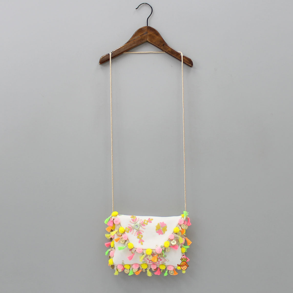 Colourful Thread Embroidered Rope Sling Bag