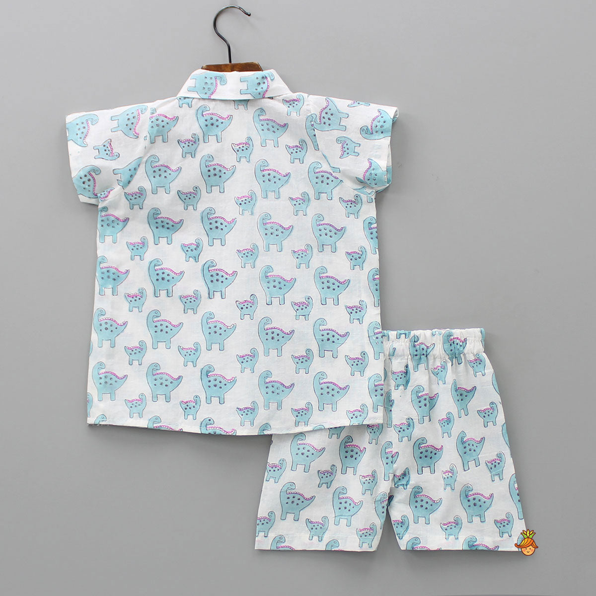 Collar Neck Hand Block Printed Front Open Sleepwear