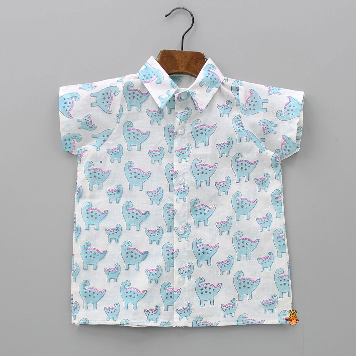 Collar Neck Hand Block Printed Front Open Sleepwear