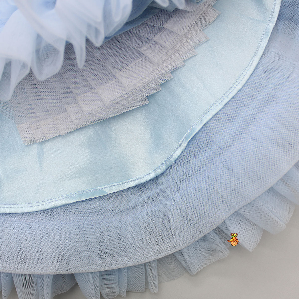Sequins Embellished Ruffled Blue Dress With Matching Swirled Bowie Head Band