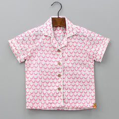 Pre Order: Moon Printed Pink Top And Pyjama