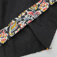 Pre Order: Contrasting Printed Lace Work Black Kurti