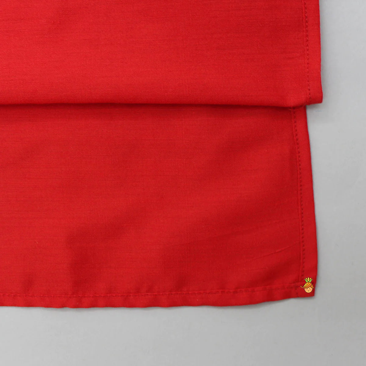 Red Kurta With Embroidery Patch