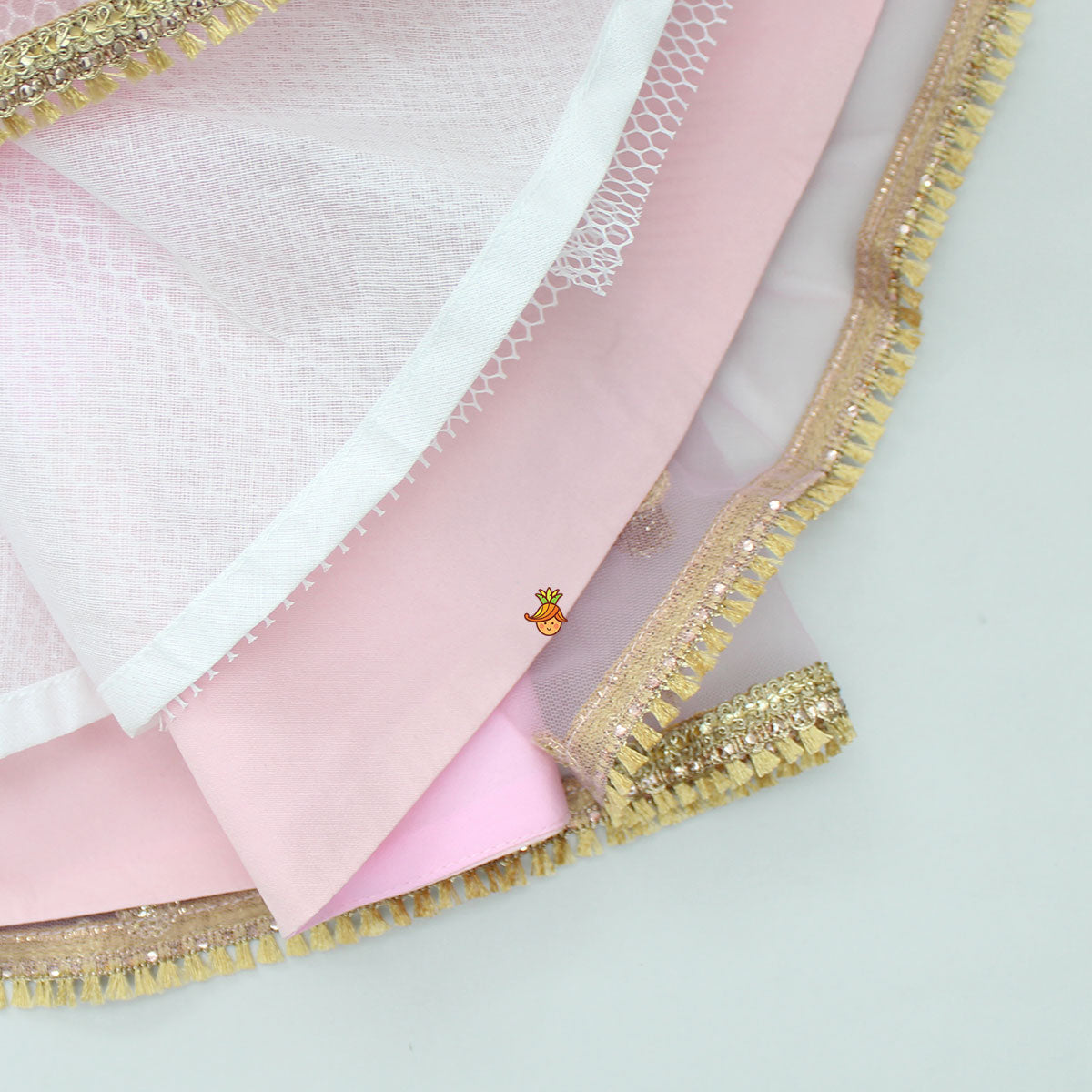 Light Pink Sequin Embroidered Top And Ghagra With Dupatta
