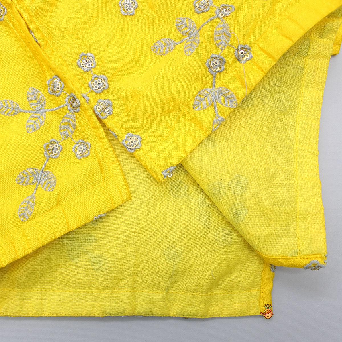 Yellow Embroidered Kurta And White Dhoti