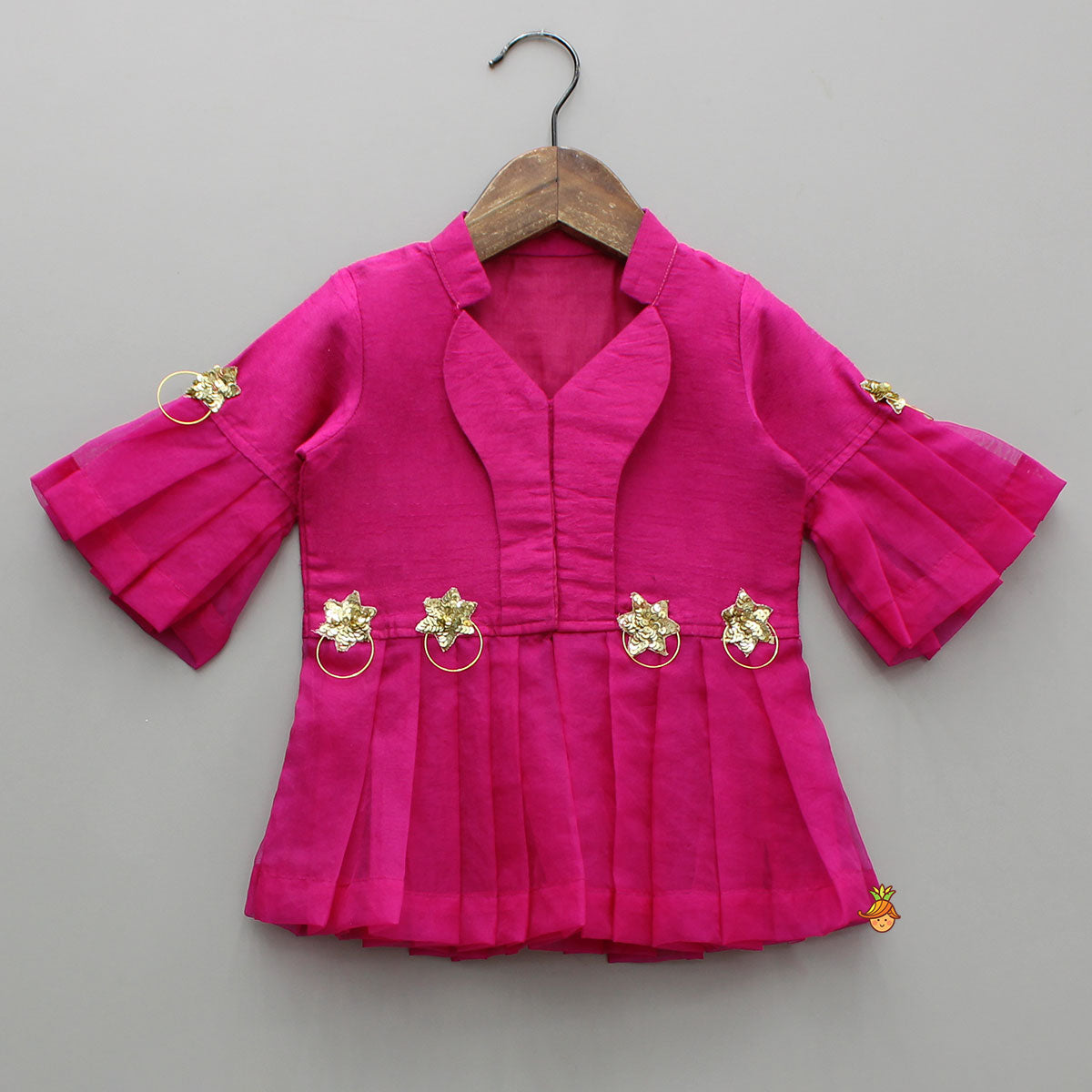 Pink Top And Orange Floral Print Ghagra