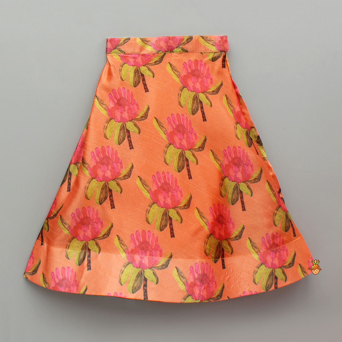 Pink Top And Orange Floral Print Ghagra
