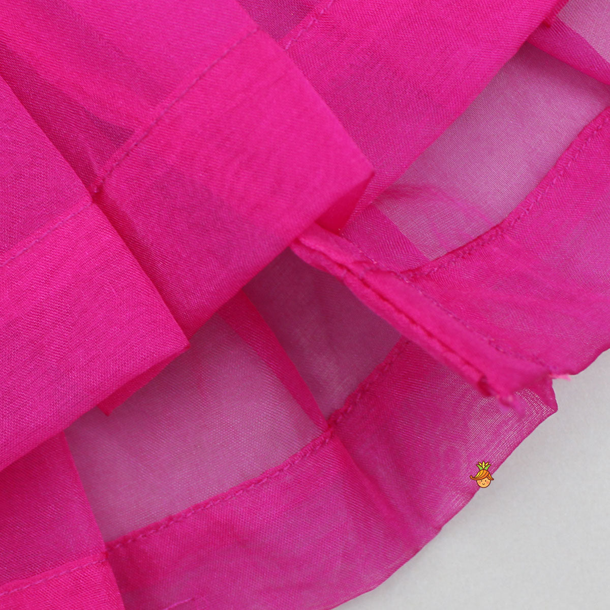Pink Top And Orange Floral Print Ghagra